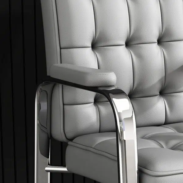 Modern Luxury Rectangular Square Steel PU Leather Accent Chair Backrest Armrest For Living Room - Image 5