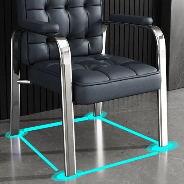 Modern Luxury Rectangular Square Steel PU Leather Accent Chair Backrest Armrest For Living Room - Image 6