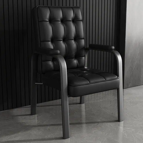 Modern Luxury Rectangular Square Steel PU Leather Accent Chair Backrest Armrest For Living Room - Image 3