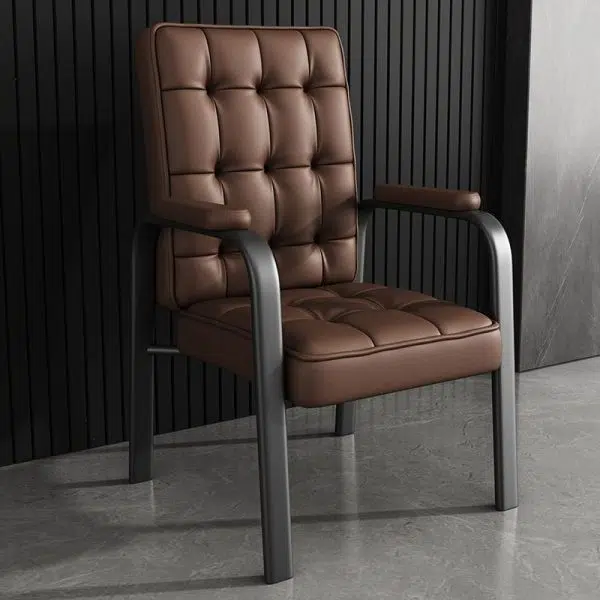 Modern Luxury Rectangular Square Steel PU Leather Accent Chair Backrest Armrest For Living Room - Image 2