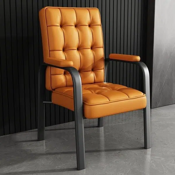 Modern Luxury Rectangular Square Steel PU Leather Accent Chair Backrest Armrest For Living Room - Image 10