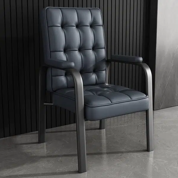 Modern Luxury Rectangular Square Steel PU Leather Accent Chair Backrest Armrest For Living Room - Image 8