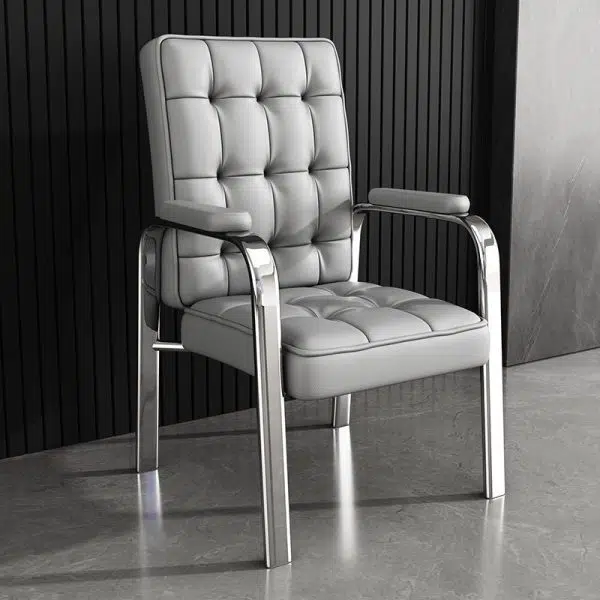 Modern Luxury Rectangular Square Steel PU Leather Accent Chair Backrest Armrest For Living Room - Image 9