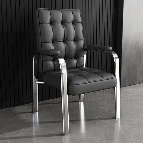 Modern Luxury Rectangular Square Steel PU Leather Accent Chair Backrest Armrest For Living Room - Image 12