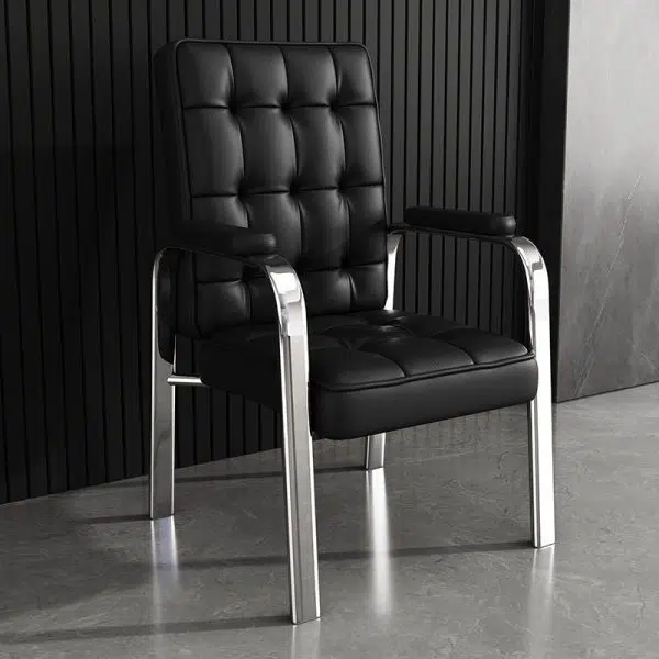 Modern Luxury Rectangular Square Steel PU Leather Accent Chair Backrest Armrest For Living Room - Image 11