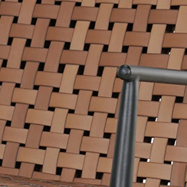 Traditional Rustic Square Aluminum PE Leather Rattan Accent Chair Backrest Armrest For Patio - Image 10