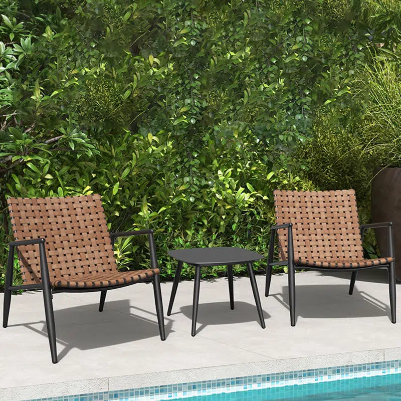 DFM-Chair-FM00248-4.jpg Traditional Rustic Square Aluminum PE Leather Rattan Accent Chair Backrest Armrest For Patio - Image 1