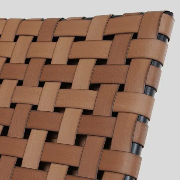 Traditional Rustic Square Aluminum PE Leather Rattan Accent Chair Backrest Armrest For Patio - Image 6