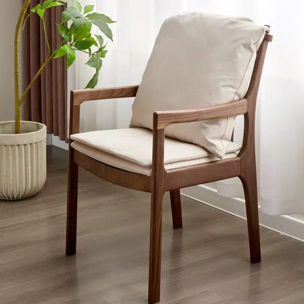 Modern Minimalist Square Wood Chair Backrest Armrest For Living Room - Image 15