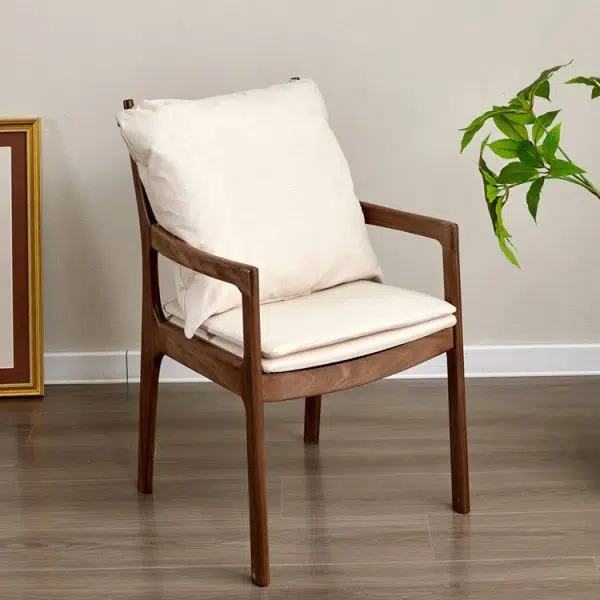 Modern Minimalist Square Wood Chair Backrest Armrest For Living Room - Image 14