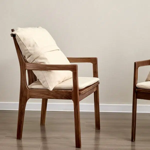 Modern Minimalist Square Wood Chair Backrest Armrest For Living Room - Image 13