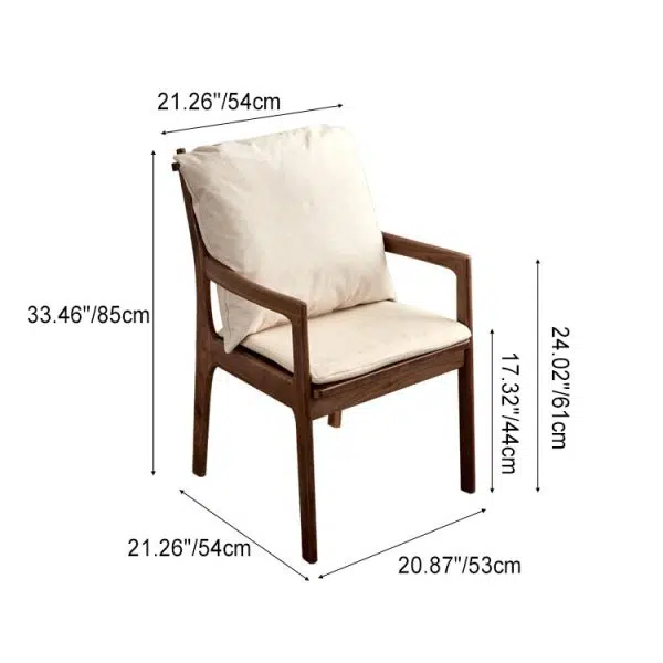 Modern Minimalist Square Wood Chair Backrest Armrest For Living Room - Image 5
