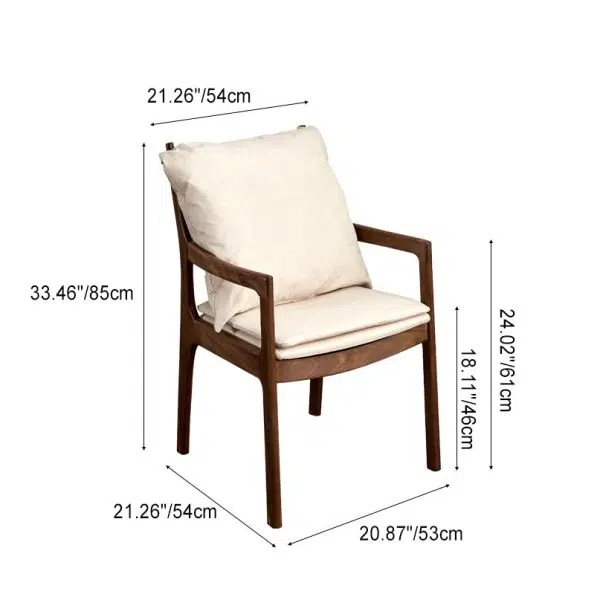Modern Minimalist Square Wood Chair Backrest Armrest For Living Room - Image 4