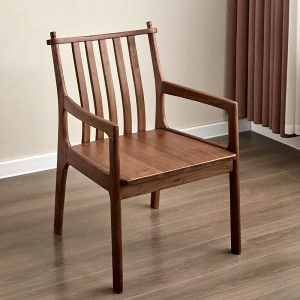 Modern Minimalist Square Wood Chair Backrest Armrest For Living Room - Image 16