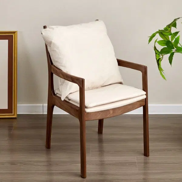 Modern Minimalist Square Wood Chair Backrest Armrest For Living Room - Image 18