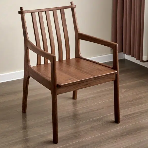 Modern Minimalist Square Wood Chair Backrest Armrest For Living Room - Image 3