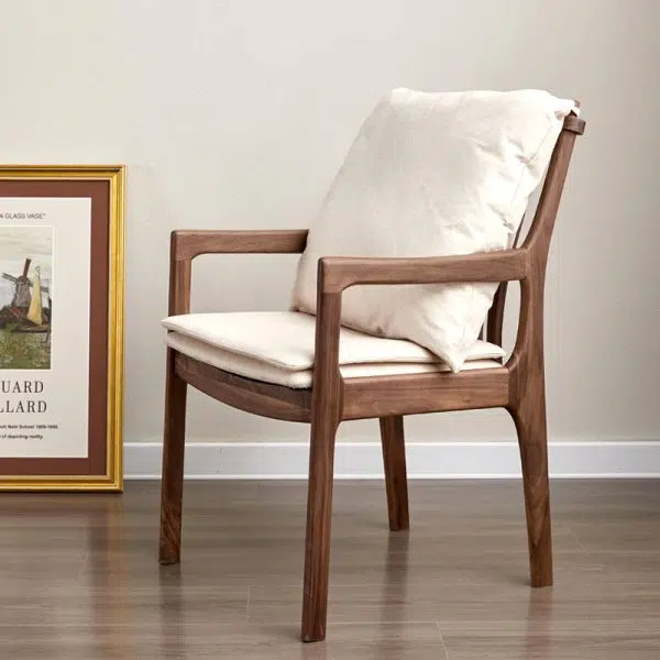 Modern Minimalist Square Wood Chair Backrest Armrest For Living Room - Image 17