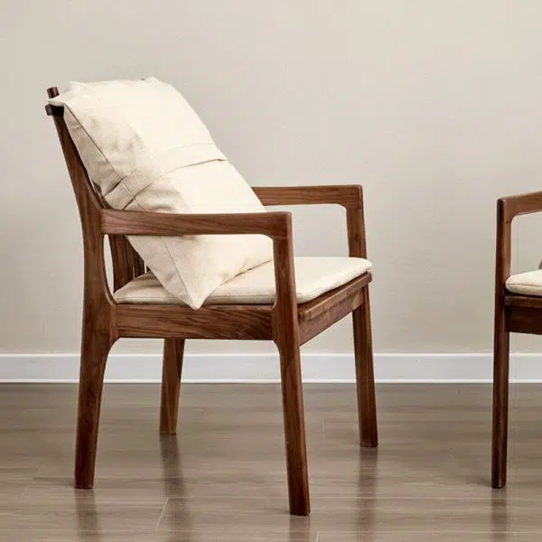 Modern Minimalist Square Wood Chair Backrest Armrest For Living Room - Image 19