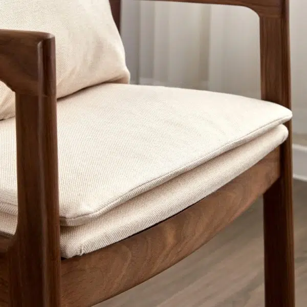 Modern Minimalist Square Wood Chair Backrest Armrest For Living Room - Image 8