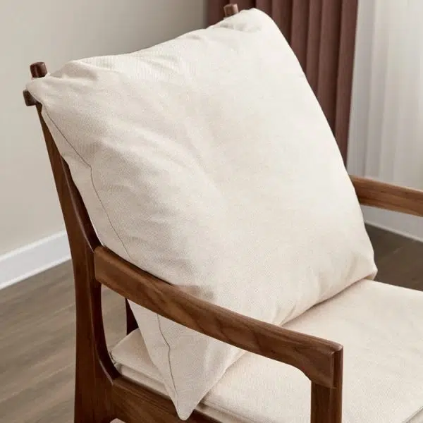 Modern Minimalist Square Wood Chair Backrest Armrest For Living Room - Image 7