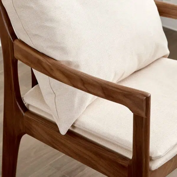Modern Minimalist Square Wood Chair Backrest Armrest For Living Room - Image 10