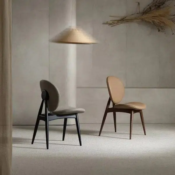 Contemporary Scandinavian Round Square Wood Veneer Dining Chair Backrest For Dining Room - Image 2