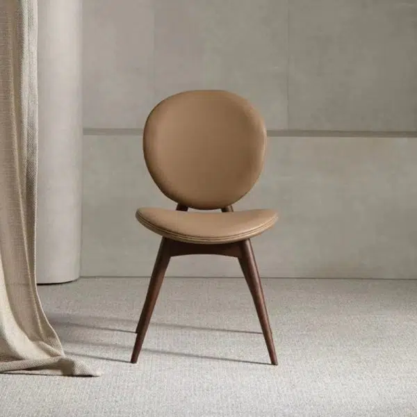 Contemporary Scandinavian Round Square Wood Veneer Dining Chair Backrest For Dining Room - Image 12