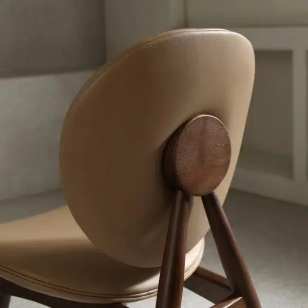 Contemporary Scandinavian Round Square Wood Veneer Dining Chair Backrest For Dining Room - Image 5