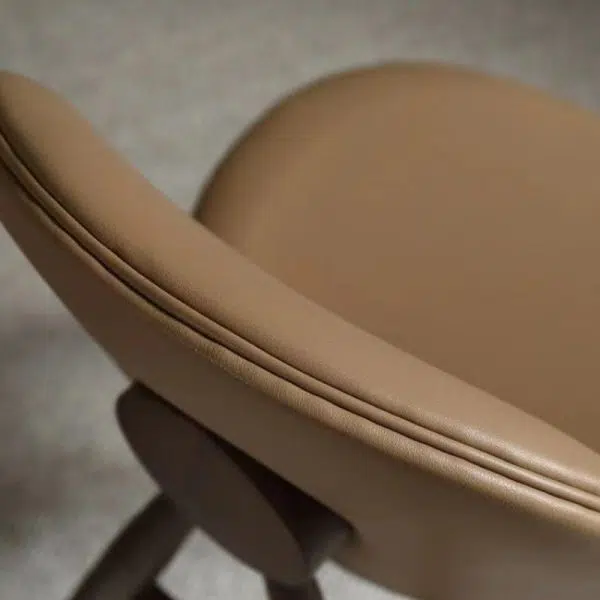 Contemporary Scandinavian Round Square Wood Veneer Dining Chair Backrest For Dining Room - Image 8