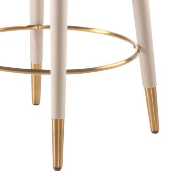 Contemporary Nordic Round Curved Metal Wood Fabric Bar Stool Backrest For Dining Room - Image 6