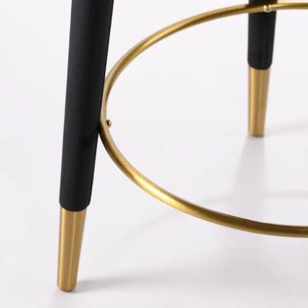 Contemporary Nordic Round Curved Metal Wood Fabric Bar Stool Backrest For Dining Room - Image 9