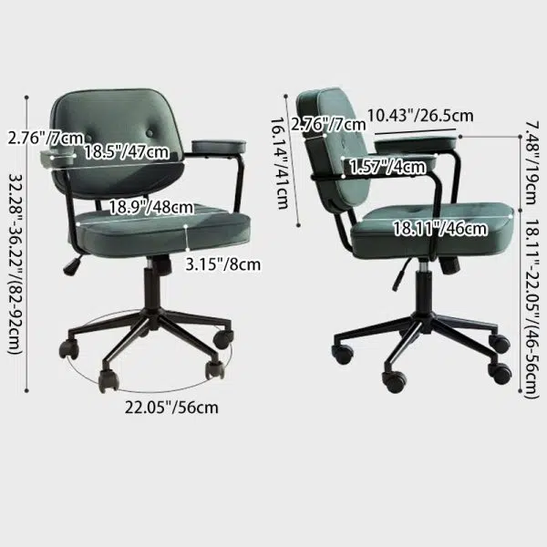 Modern Minimalist Lift Swivel Rectangular Square Metal Leather Desk Chair Backrest Armrest For Home Office - Image 5