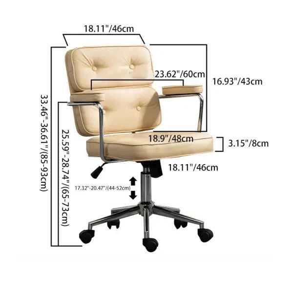 Modern Minimalist Lift Swivel Rectangular Square Metal Leather Desk Chair Backrest Armrest For Home Office - Image 4