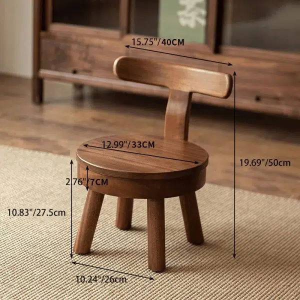 Modern Minimalist Swivel Kids Round Wood Chair Backrest For Living Room - Image 4