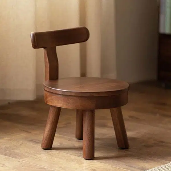Modern Minimalist Swivel Kids Round Wood Chair Backrest For Living Room
