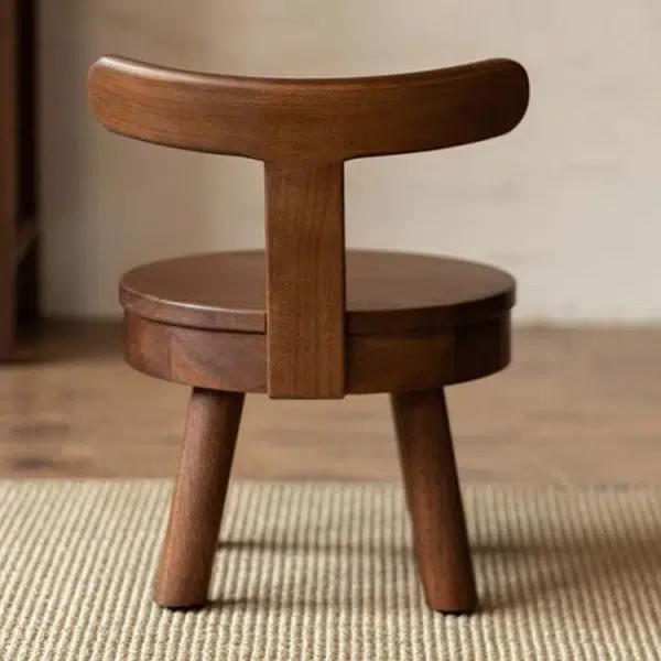 Modern Minimalist Swivel Kids Round Wood Chair Backrest For Living Room - Image 9