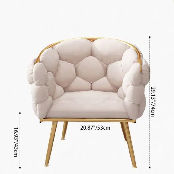 Modern Art Deco Bubble Curved Metal Fabric Vanity Stool Backrest Armrest For Bedroom - Image 4