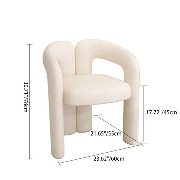 Contemporary Nordic Cream Trapezoidal Triangle Metal Velvet Vanity Stool Backrest Armrest For Bedroom - Image 4