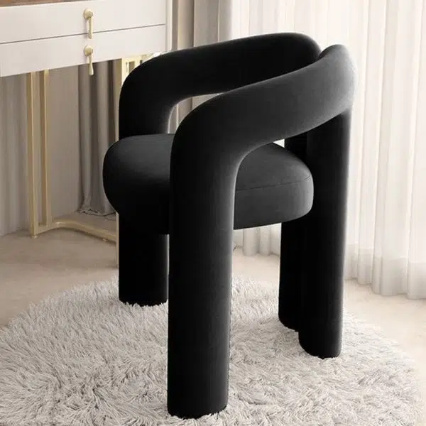 Contemporary Nordic Cream Trapezoidal Triangle Metal Velvet Vanity Stool Backrest Armrest For Bedroom - Image 8