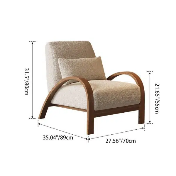 Contemporary Nordic Square Curved Metal Lambswool Accent Chair Backrest Armrest For Living Room - Image 4