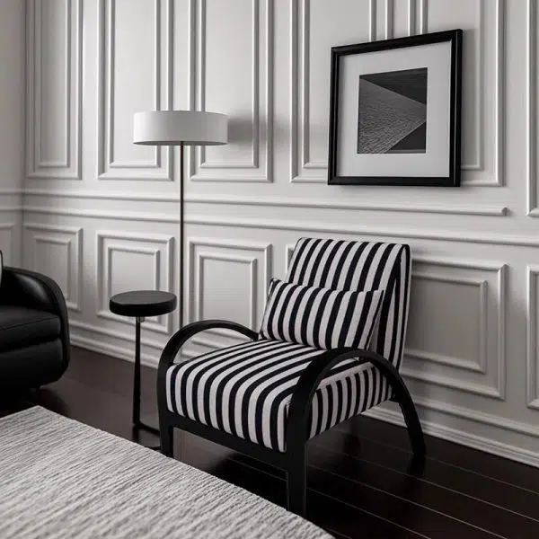 Contemporary Nordic Square Curved Metal Lambswool Accent Chair Backrest Armrest For Living Room - Image 3