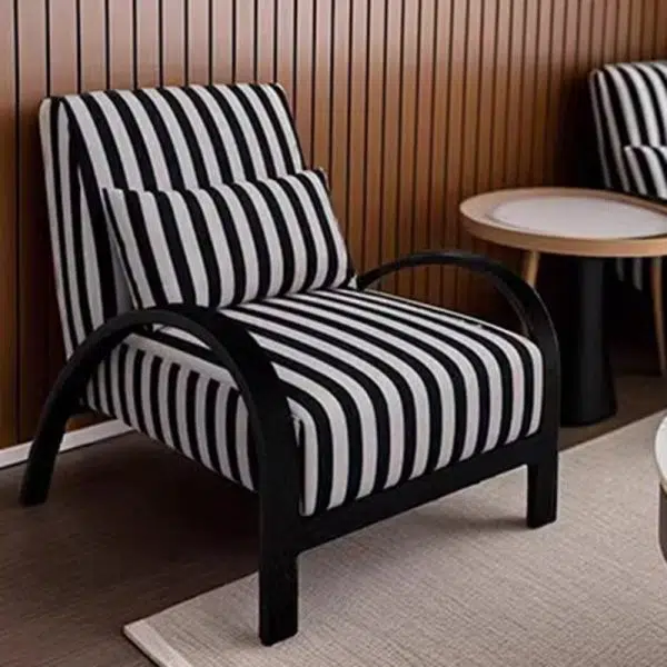 Contemporary Nordic Square Curved Metal Lambswool Accent Chair Backrest Armrest For Living Room - Image 6