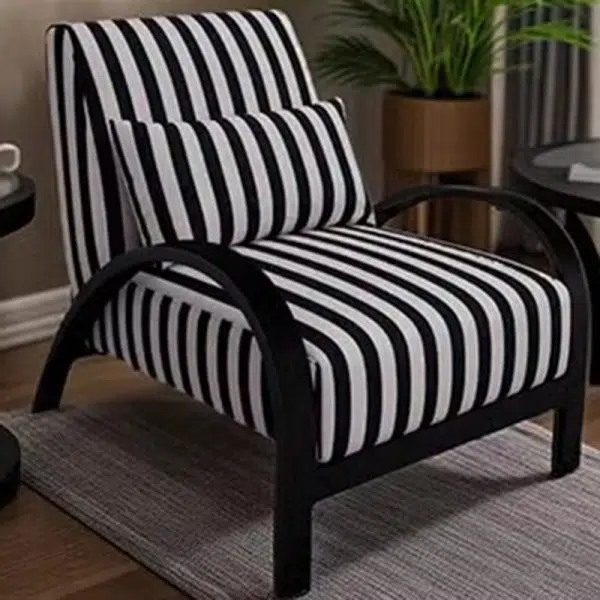 Contemporary Nordic Square Curved Metal Lambswool Accent Chair Backrest Armrest For Living Room - Image 5