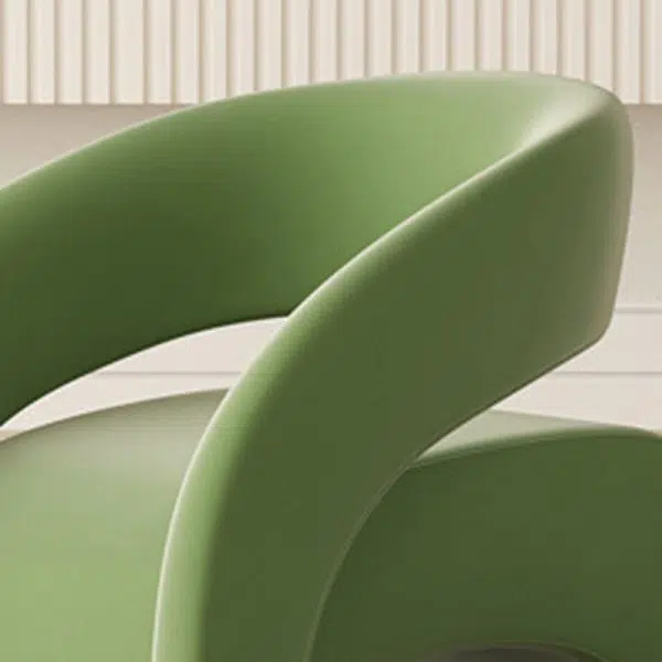 Contemporary Scandinavian Cream Curved Square Wood Lambswool Velvet Accent Chair Backrest Armrest For Living Room - Image 5