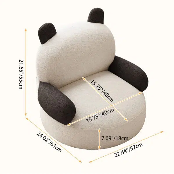 Contemporary Creative Cartoon Baby Panda Lambswool Accent Chair Backrest Armrest For Living Room - Image 4