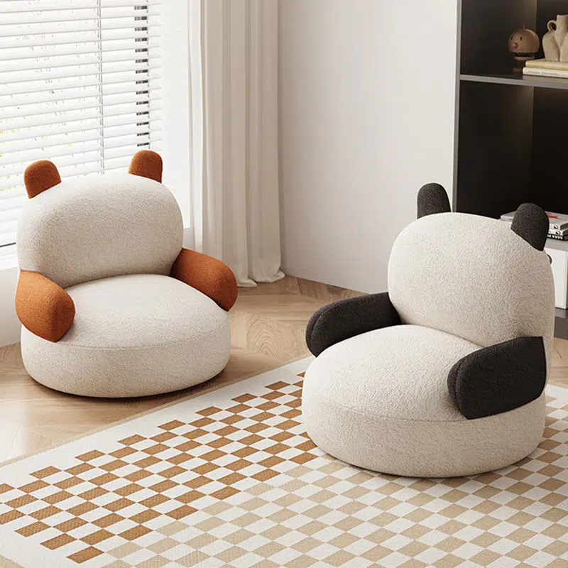 DFM-Chair-FM01096-3.jpg Contemporary Creative Cartoon Baby Panda Lambswool Accent Chair Backrest Armrest For Living Room - Image 1