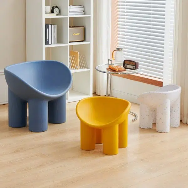 Contemporary Creative Elephant Leg Shape Adult Children Round Curved Plastic Chair Backrest Armrest For Living Room - Image 2