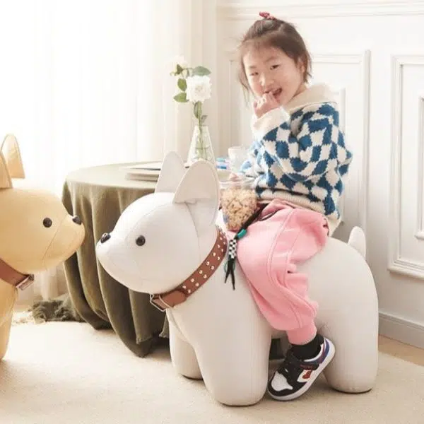 Contemporary Creative Kids Bulldog Animal Fabric Chair For Living Room - Image 12