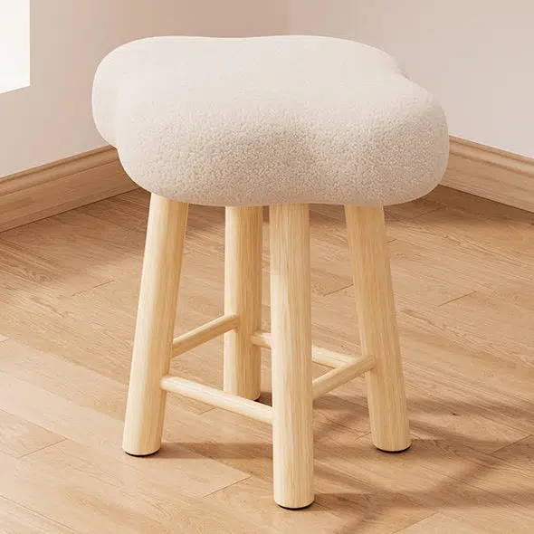 DFM-Chair-FM01222-1-bba8c0e9-0512-43ce-a5cc-73b65b09292c.jpg Contemporary Creative Cloud Shape Fabric Lambswool Wood Vanity Stool For Bedroom - Image 3
