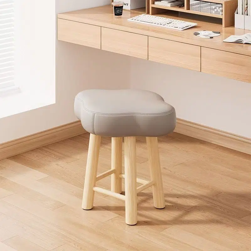 DFM-Chair-FM01222-12.jpg Contemporary Creative Cloud Shape Fabric Lambswool Wood Vanity Stool For Bedroom - Image 1